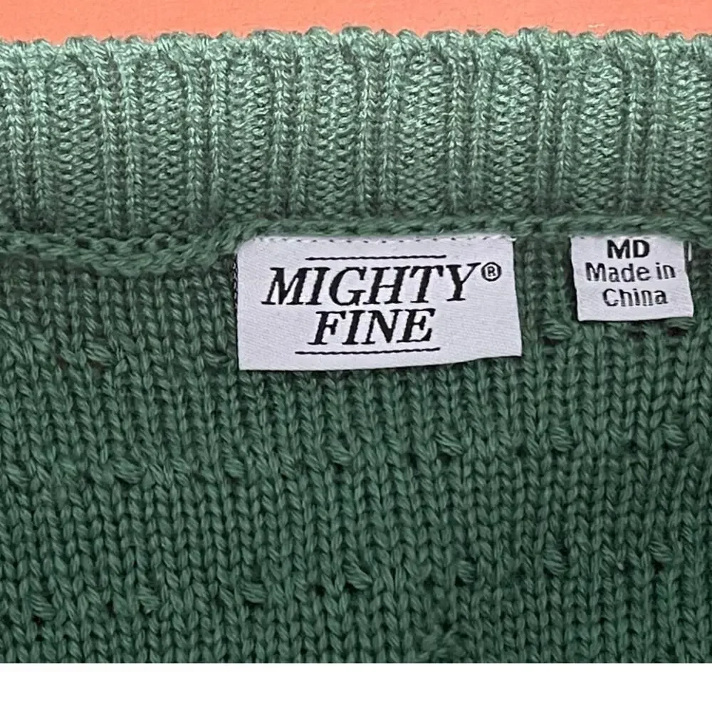 Mighty Fine Green Dress Cropped Cardigan Loop & Pearl Embellishments M-Holiday - Picture 7 of 11